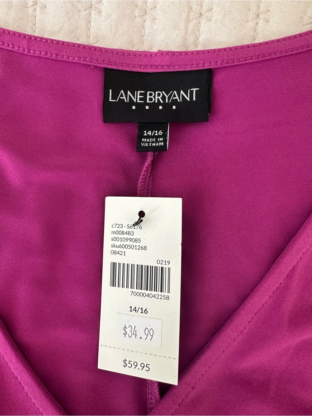 Lane Bryant Magenta Faux-Wrap High-Low Midi Dress - Picture 11 of 15